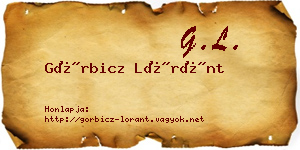 Görbicz Lóránt névjegykártya